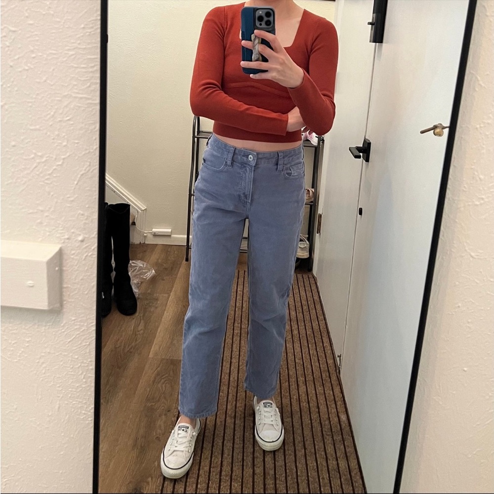 AE stretch corduroy mom straight pants